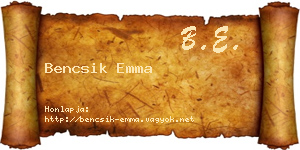 Bencsik Emma névjegykártya